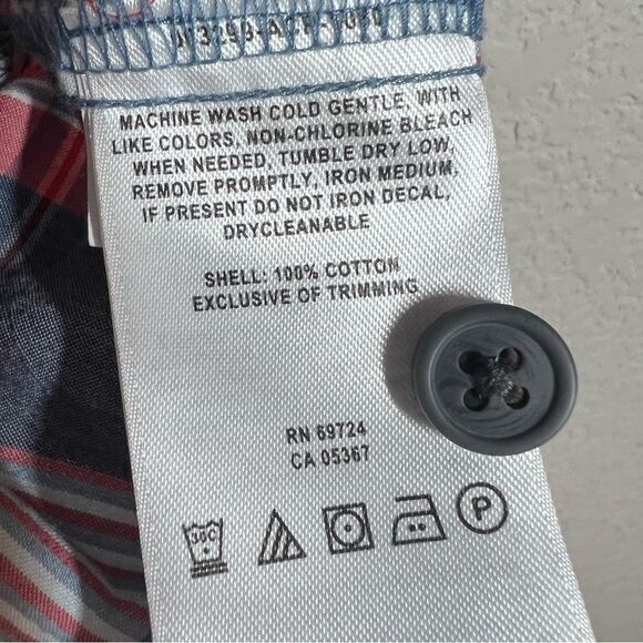 Columbia Blue Plaid Button Up Cotton Shirt Men’s Small Short Sleeves - Picture 4 of 7